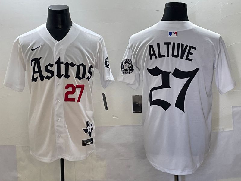 Men 2025 Houston Astros #27 Altuve White Five generations Joint Name Nike MLB Jersey style 6->houston astros->MLB Jersey